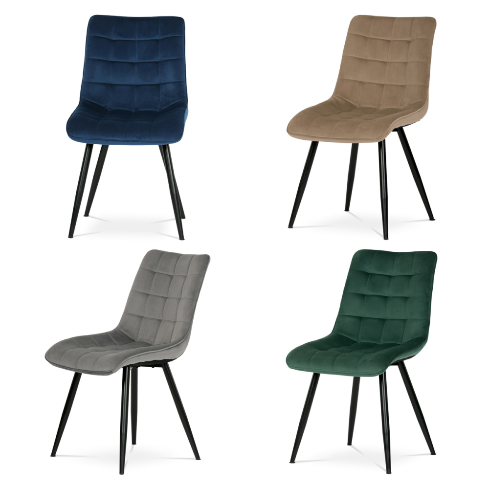 CT-384 GREY4 - Jídelní židle, potah v šedém sametu, kovové podnoží v černé práškové barvě