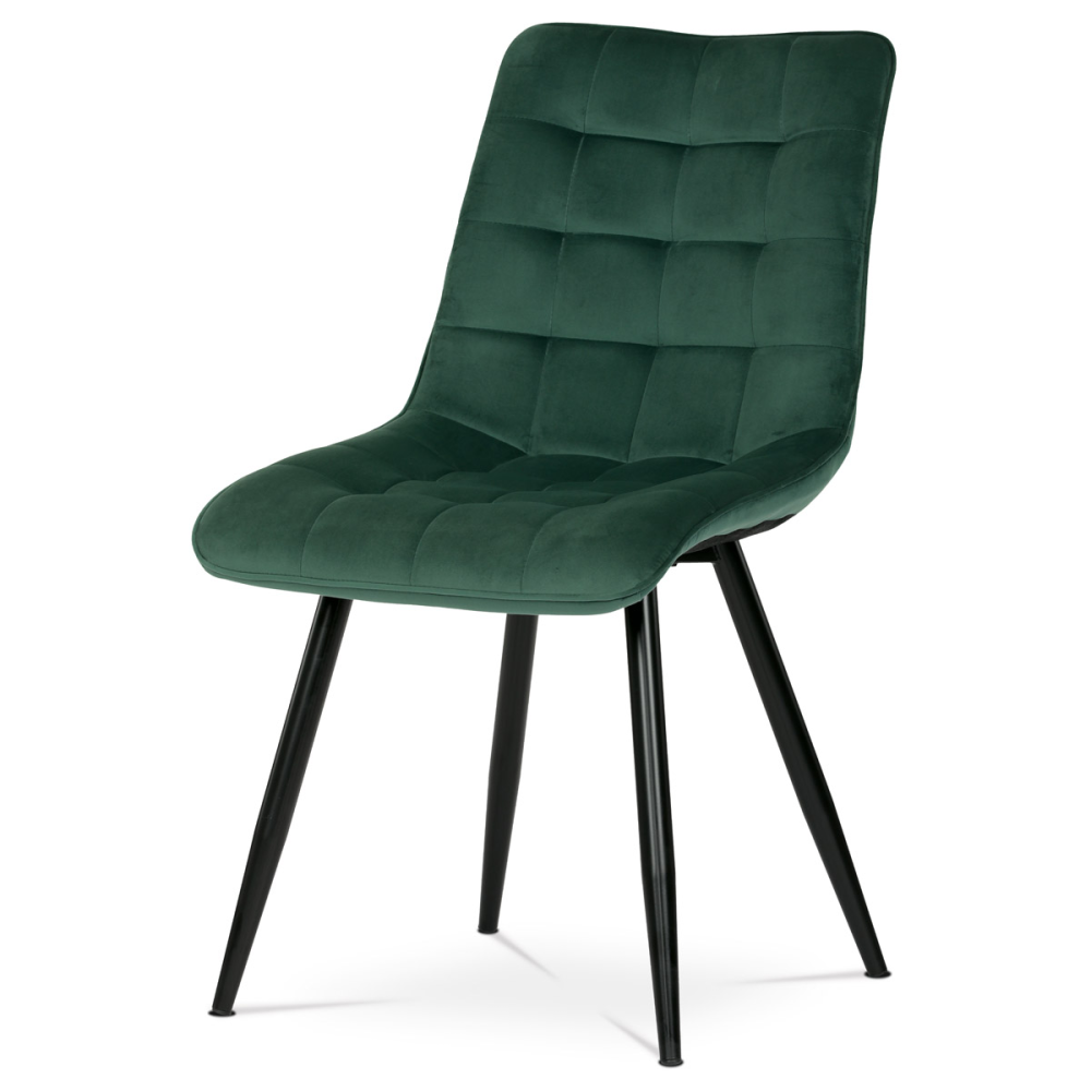 CT-384 GRN4 - Jídelní židle, potah v zeleném sametu, kovové podnoží v černé práškové barvě