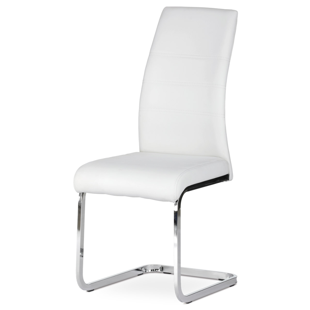 DCL-408 WT - Jídelní židle, potah bílá ekokůže, kovová pohupová podnož, lesklý chrom