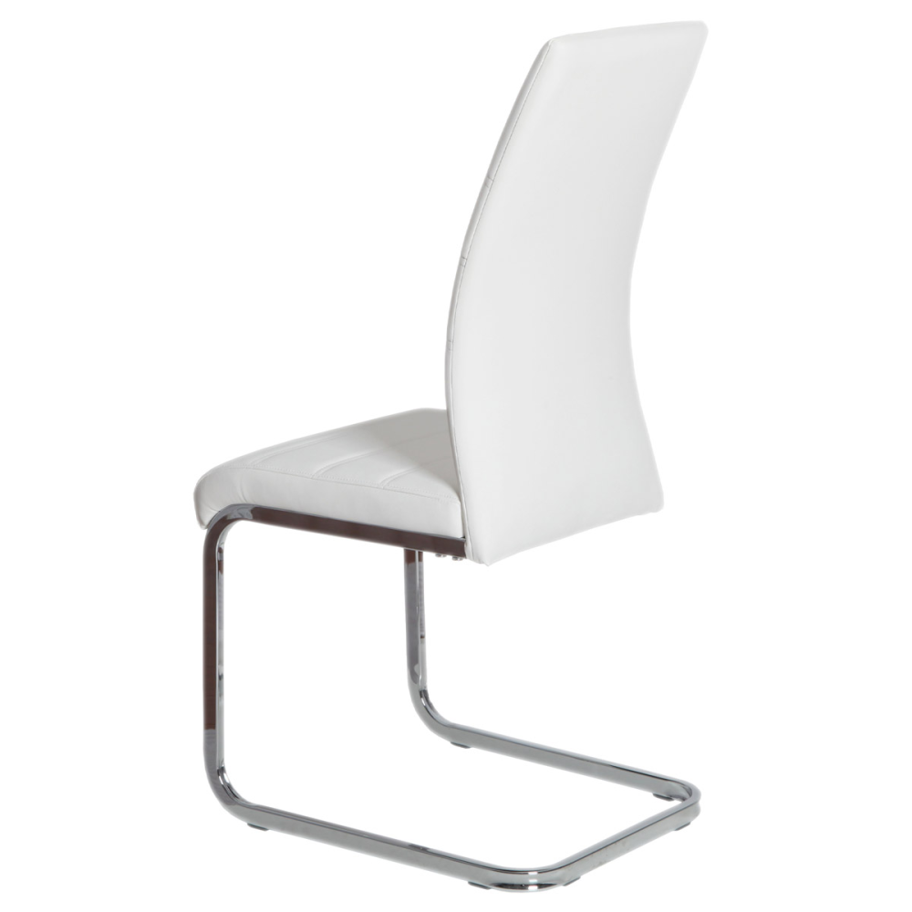 DCL-408 WT - Jídelní židle, potah bílá ekokůže, kovová pohupová podnož, lesklý chrom