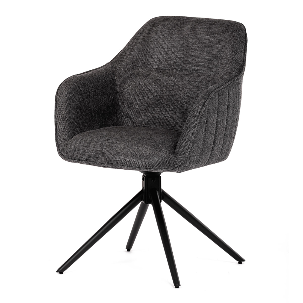 HC-536 GREY2 - Židle jídelní a konferenční, tmavě šedá látka, černé kovové nohy, otočná P90°+ L 90° s vratným mechanismem - funk