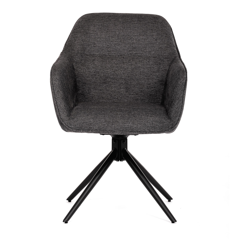 HC-536 GREY2 - Židle jídelní a konferenční, tmavě šedá látka, černé kovové nohy, otočná P90°+ L 90° s vratným mechanismem - funk