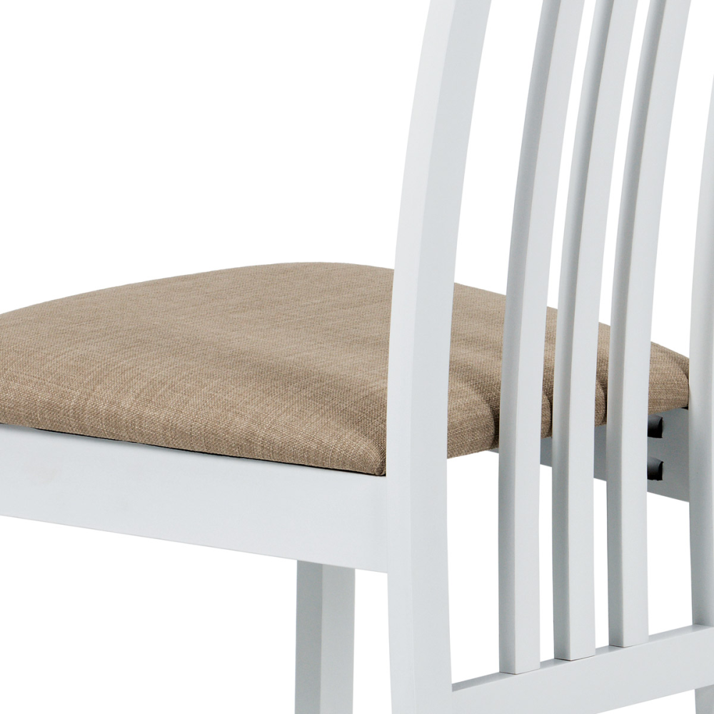 BC-2482 WT - Jídelní židle, masiv buk, barva bílá, látkový béžový potah