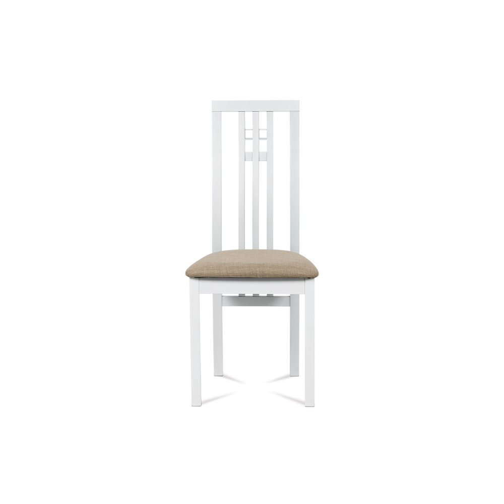 BC-2482 WT - Jídelní židle, masiv buk, barva bílá, látkový béžový potah