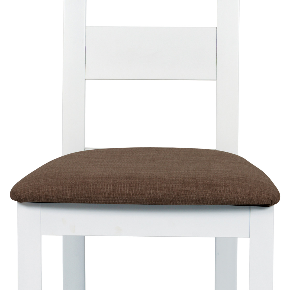 BC-2603 WT - Jídelní židle, masiv buk, barva bílá, látkový hnědý potah