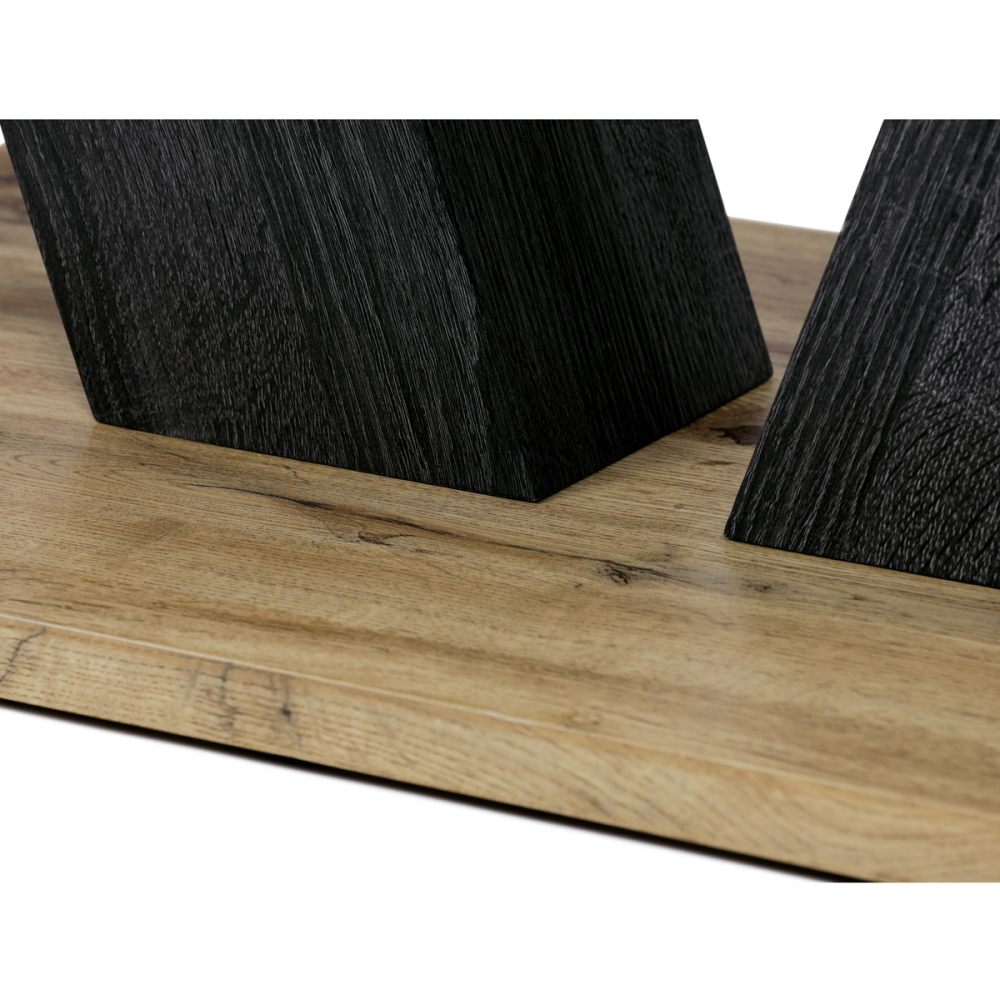 HT-912 OAK - Jídelní stůl, 140-180x80x76 cm, MDF deska, 3D dekor divoký dub