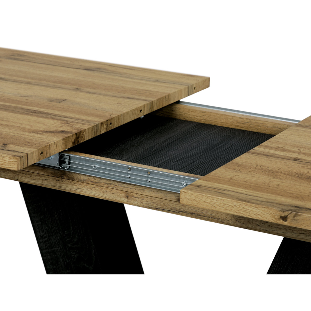 HT-912 OAK - Jídelní stůl, 140-180x80x76 cm, MDF deska, 3D dekor divoký dub