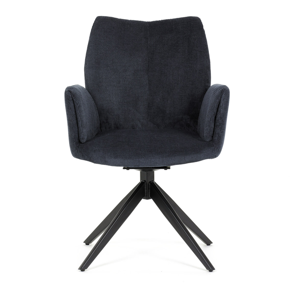 HC-993 BLUE2 - Židle jídelní, modrá látka, otočný mechanismus 180°, černý kov