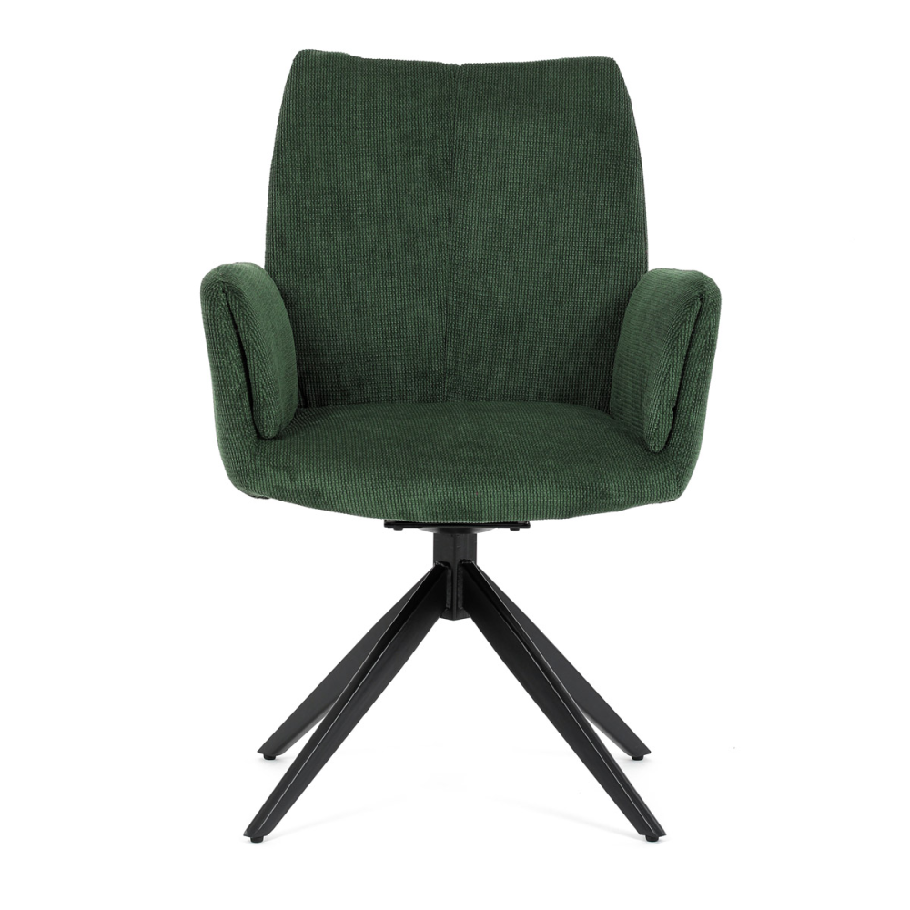HC-993 GRN2 - Židle jídelní, zelená látka, otočný mechanismus 180°, černý kov