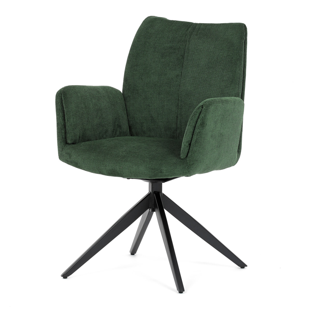 HC-993 GRN2 - Židle jídelní, zelená látka, otočný mechanismus 180°, černý kov