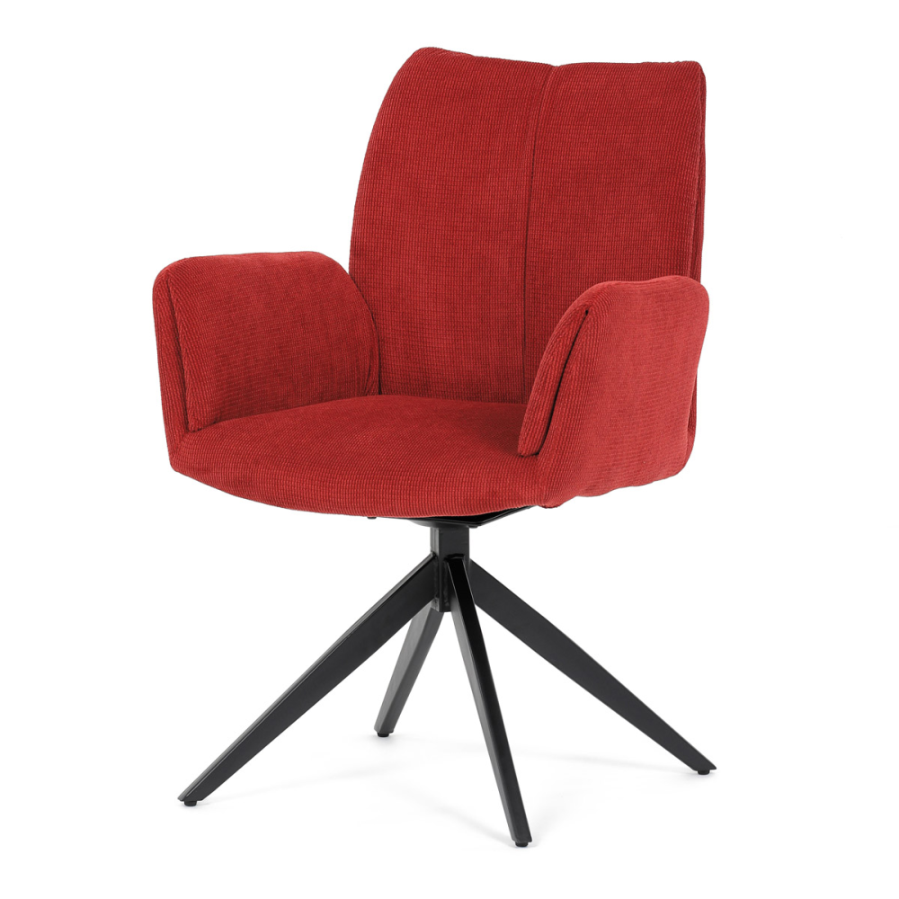 HC-993 RED2 - Židle jídelní, červená látka, otočný mechanismus 180°, černý kov