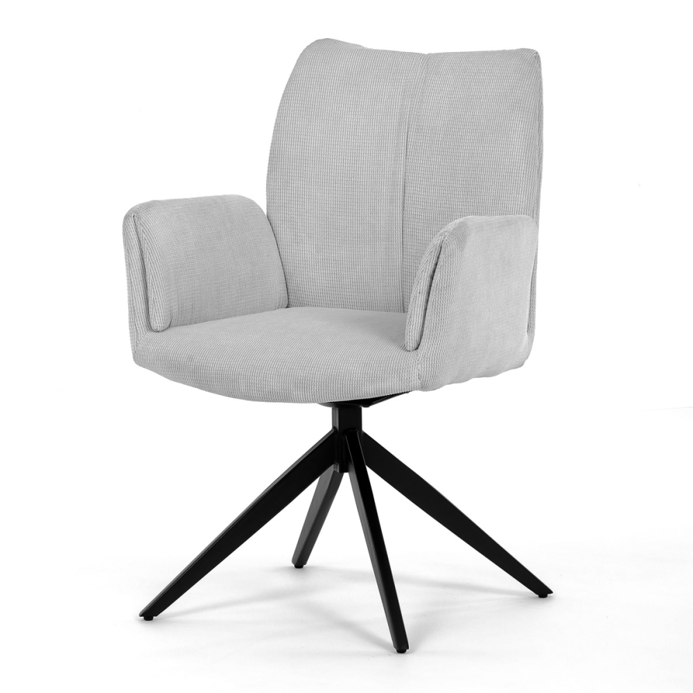 HC-993 WT2 - Židle jídelní, bílá látka, otočný mechanismus 180°, černý kov