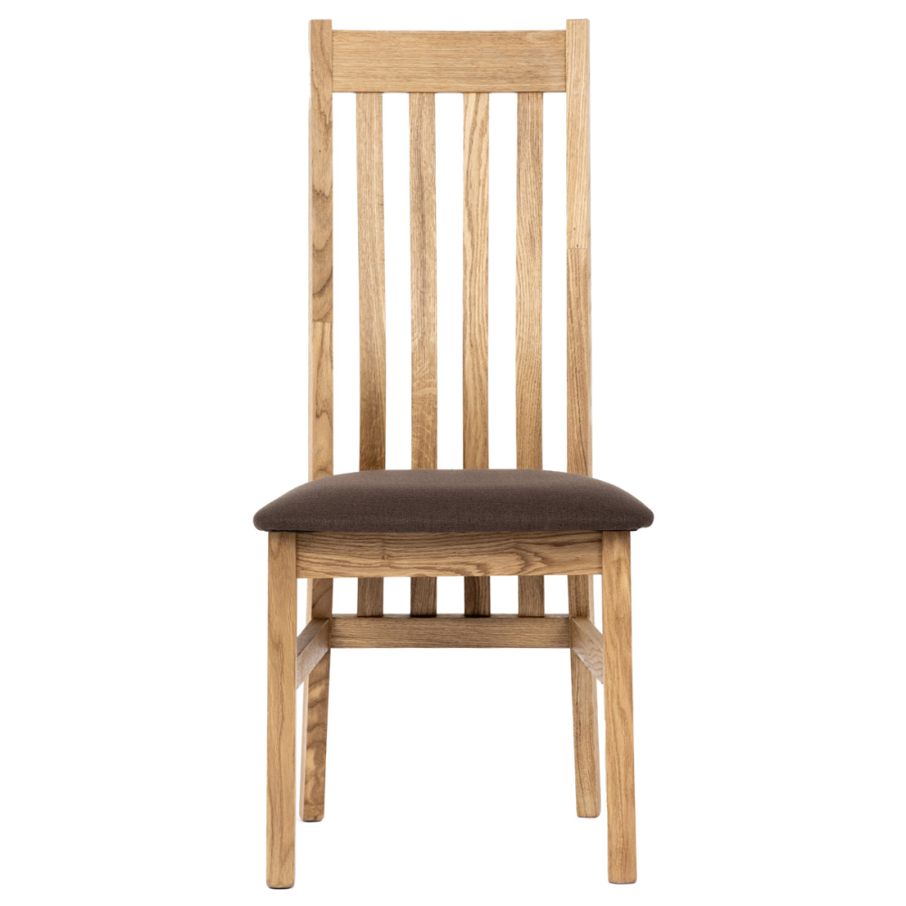 C-2100 BR2 - Dřevěná jídelní židle, potah čokoládově hnědá látka, masiv dub, přírodní odstín