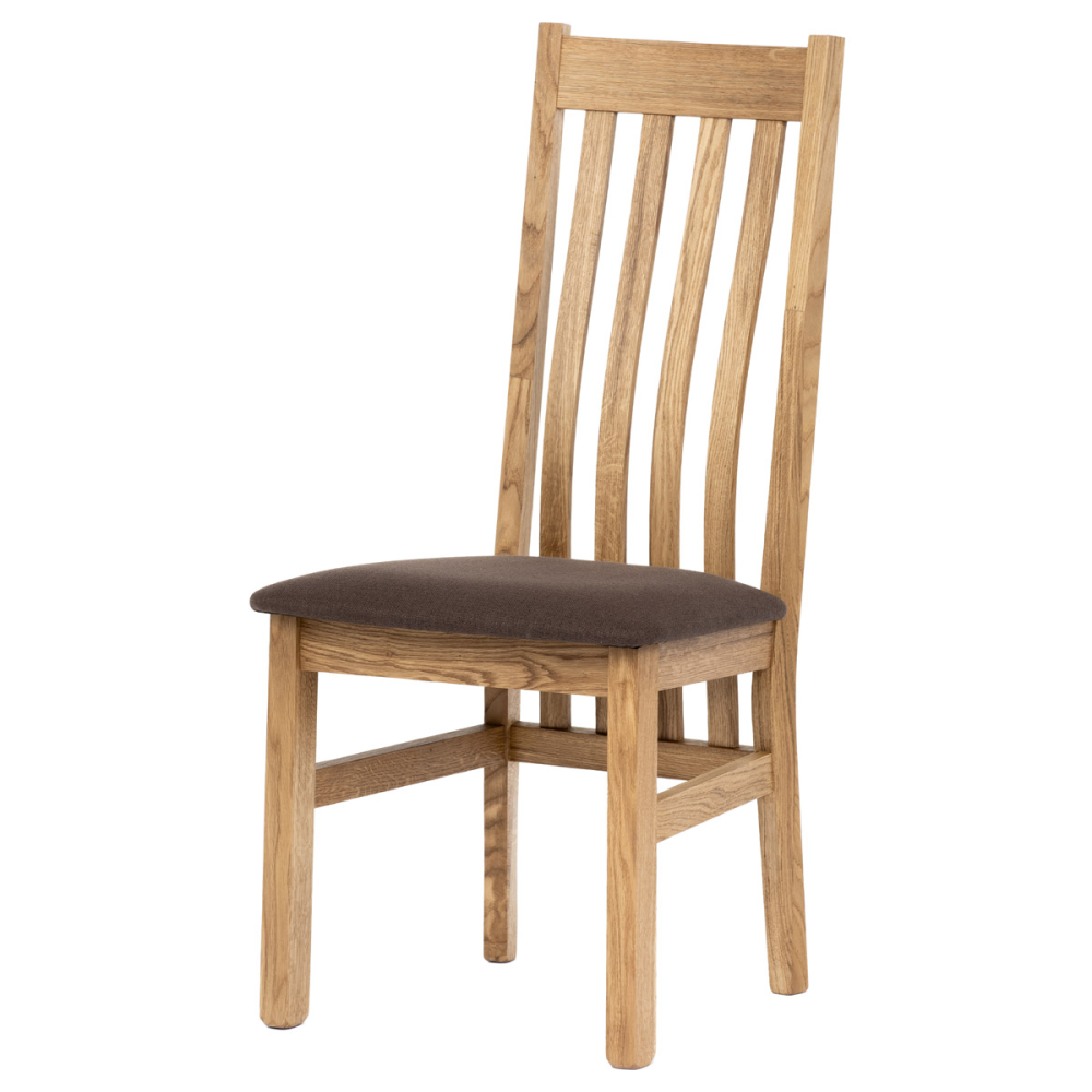 C-2100 BR2 - Dřevěná jídelní židle, potah čokoládově hnědá látka, masiv dub, přírodní odstín
