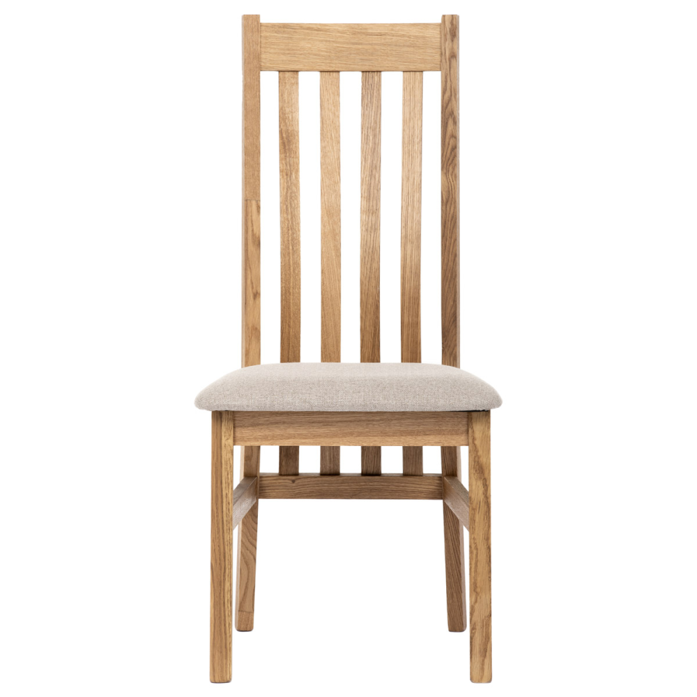 C-2100 CRM2 - Dřevěná jídelní židle, potah krémově béžová látka, masiv dub, přírodní odstín