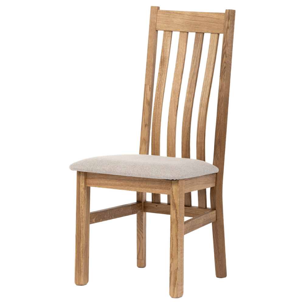 C-2100 CRM2 - Dřevěná jídelní židle, potah krémově béžová látka, masiv dub, přírodní odstín