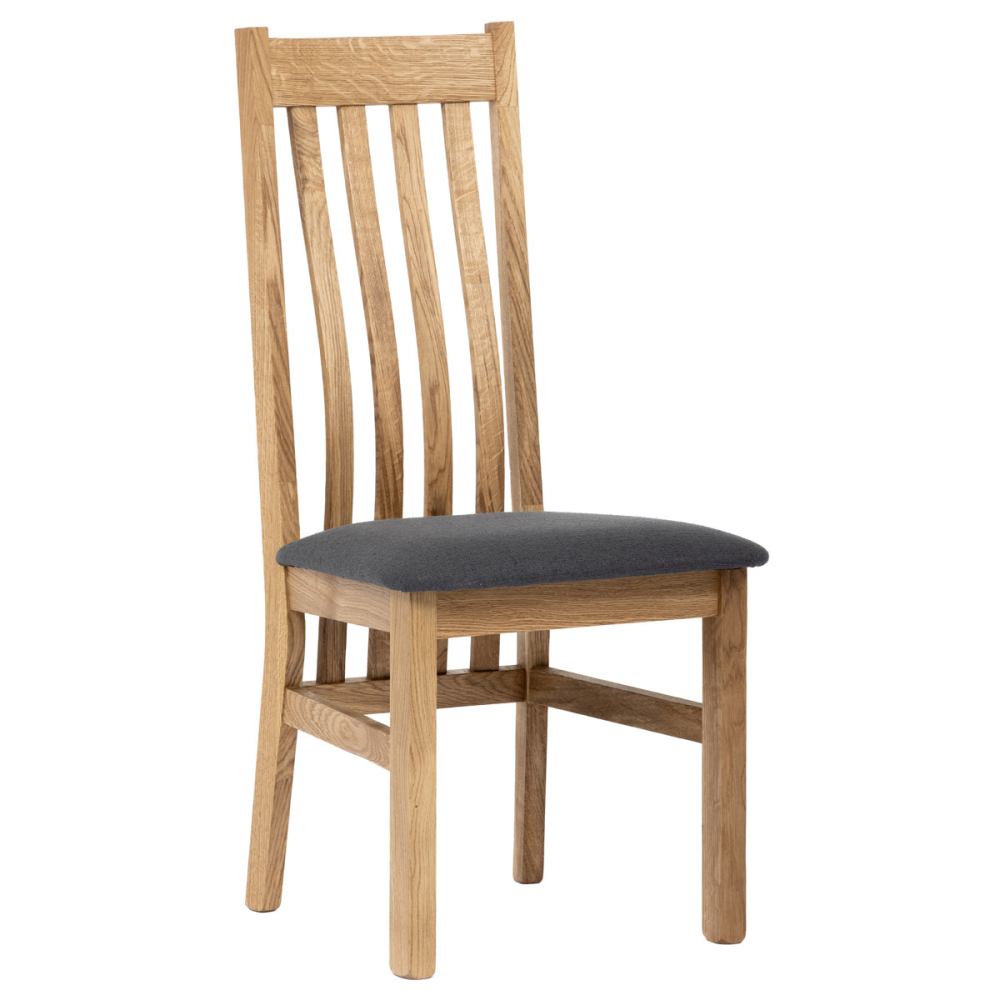 C-2100 GREY2 - Dřevěná jídelní židle, potah antracitově šedá látka, masiv dub, přírodní odstín