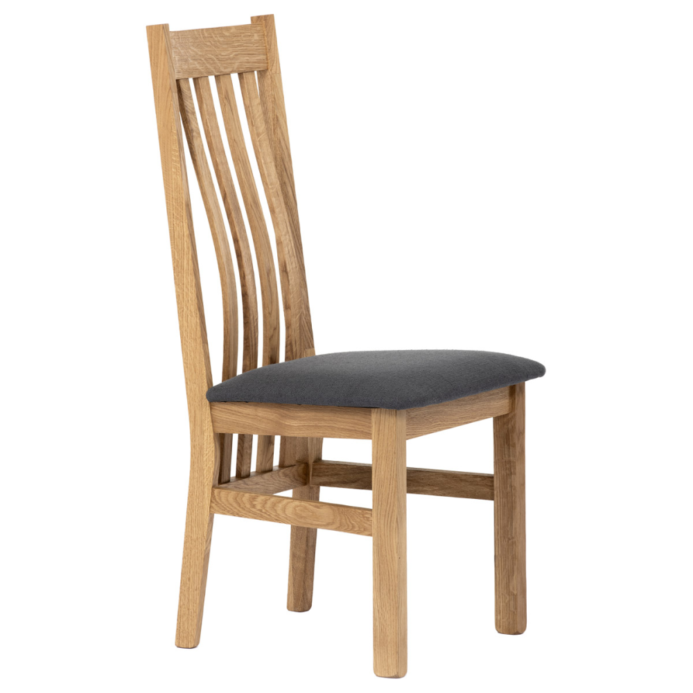 C-2100 GREY2 - Dřevěná jídelní židle, potah antracitově šedá látka, masiv dub, přírodní odstín