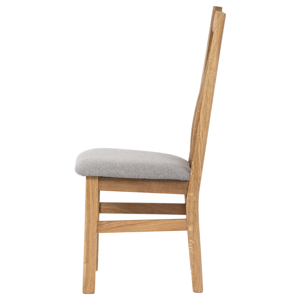 C-2100 SIL2 - Dřevěná jídelní židle, potah stříbrná látka, masiv dub, přírodní odstín