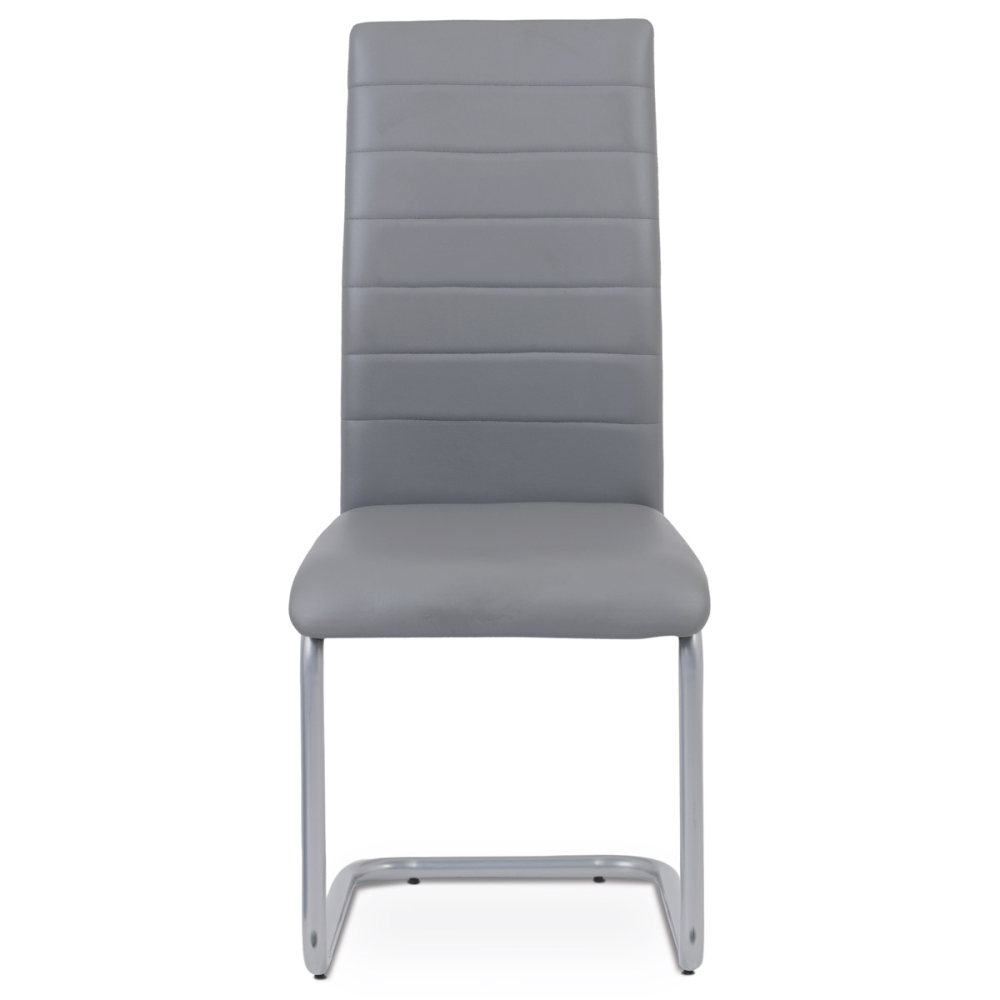 DCL-102 GREY - Jídelní židle, koženka šedá / šedý lak