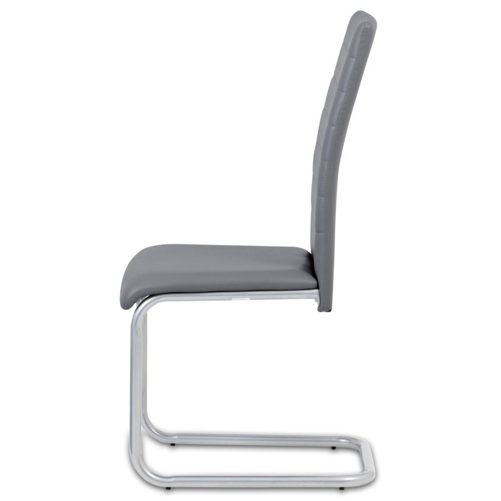 DCL-102 GREY - Jídelní židle, koženka šedá / šedý lak