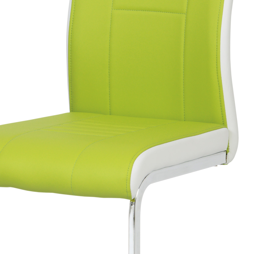 DCL-406 LIM - Jídelní židle chrom / koženka limetková s bílými boky
