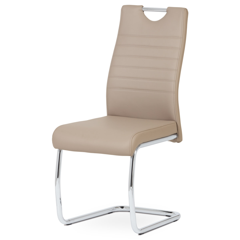 DCL-418 CAP - Jídelní židle, potah cappuccino ekokůže, kovová pohupová chromovaná podnož