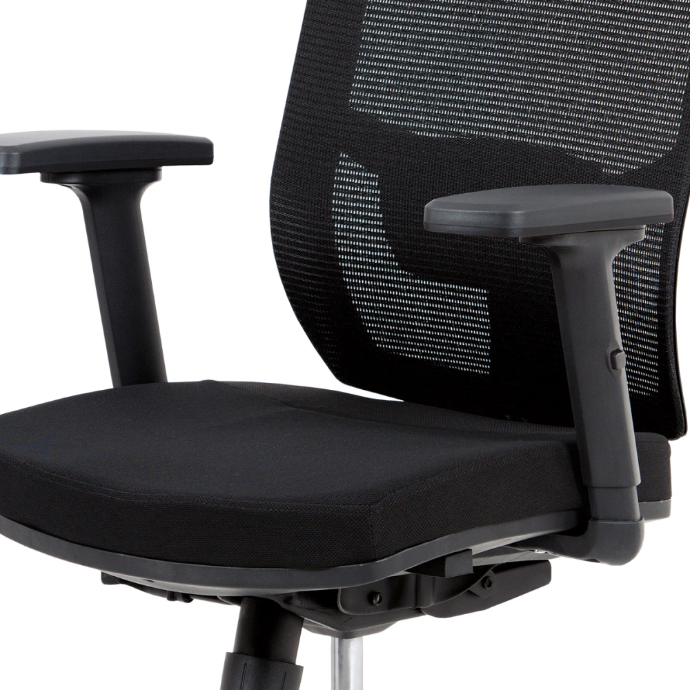 KA-B1083 BK - Kancelářská židle, černá látka / černá síťovina, hliníkový kříž, synchronní mech