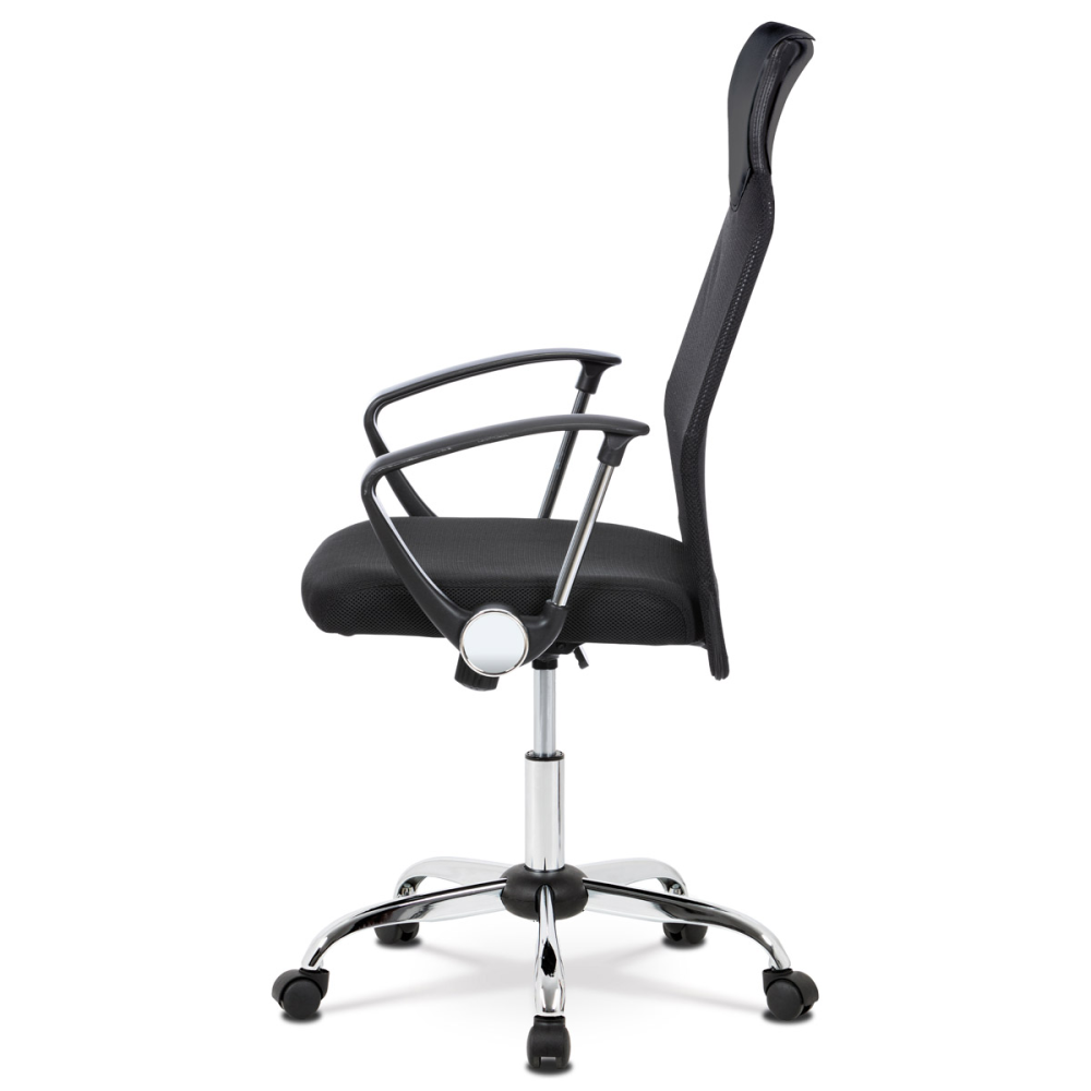 KA-E305 BK - Kancelářská židle s podhlavníkem z ekokůže, potah černá látka  MESH a síťovina M