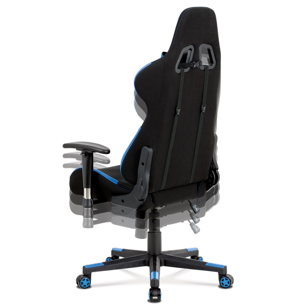 KA-F02 BLUE - Kancelářská židle, modrá-černá látka, houpací mech, plastový kříž