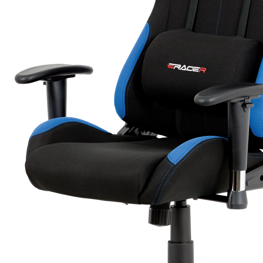 KA-F02 BLUE - Kancelářská židle, modrá-černá látka, houpací mech, plastový kříž