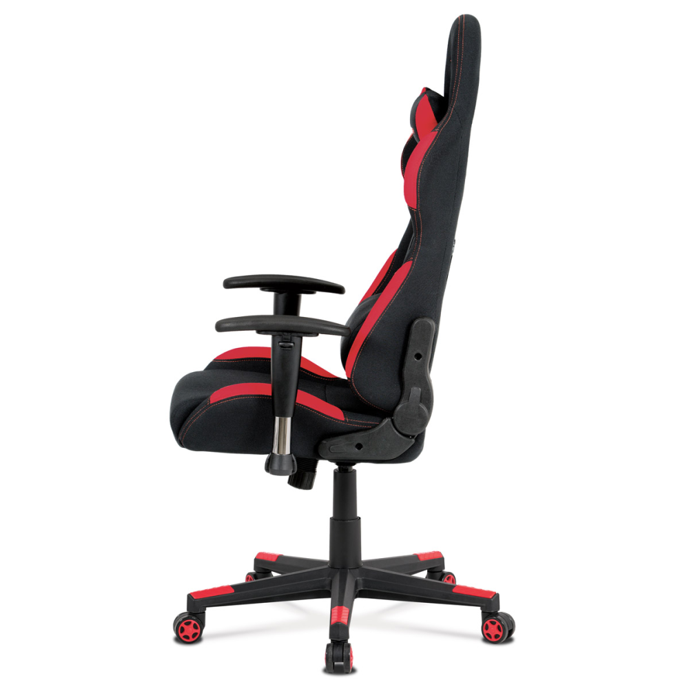 KA-F02 RED - Kancelářská židle, houpací mech., černá + červená látka, plastový kříž