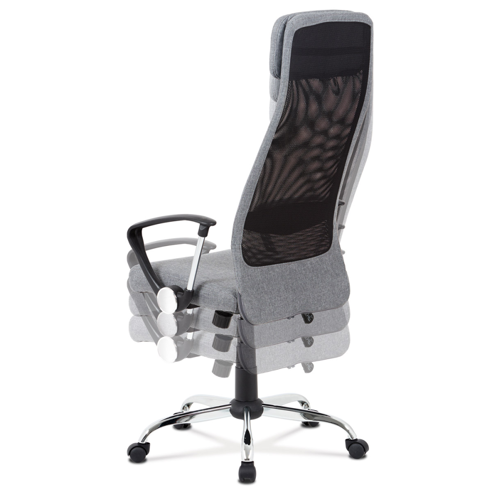 KA-V206 GREY - Kancelářská židle, šedá látka a černá síťovina MESH, houpací mech., kovový kříž